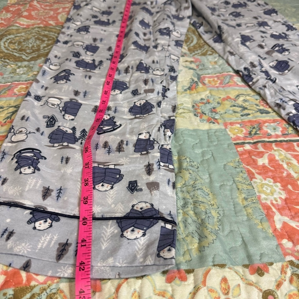 NWT La Vie en Rose Women's Pajama Set in Light Blue Animal Flannel size M - Picture 11 of 16
